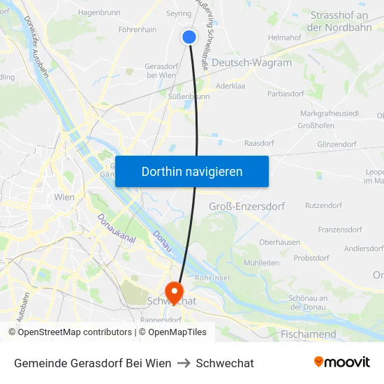 Gemeinde Gerasdorf Bei Wien to Schwechat map