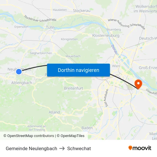 Gemeinde Neulengbach to Schwechat map