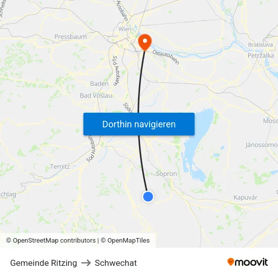 Gemeinde Ritzing to Schwechat map