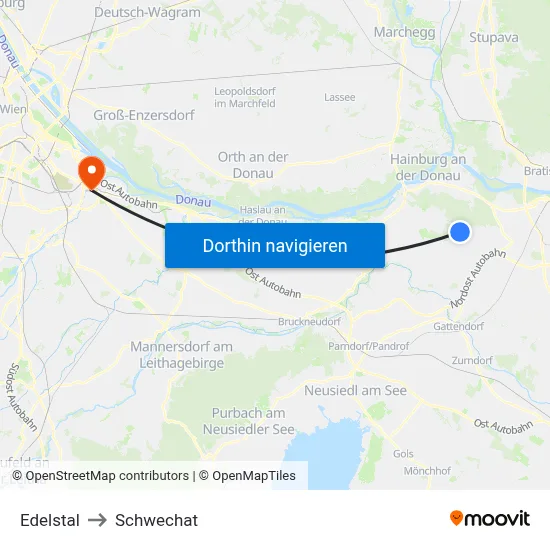 Edelstal to Schwechat map