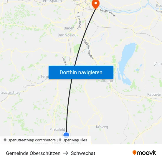 Gemeinde Oberschützen to Schwechat map