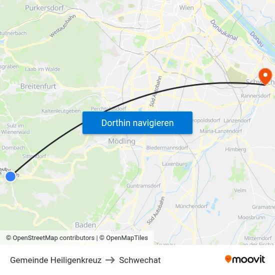 Gemeinde Heiligenkreuz to Schwechat map