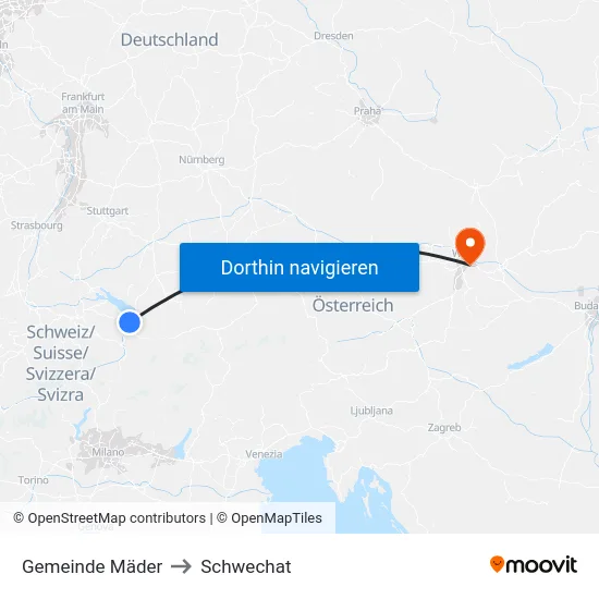 Gemeinde Mäder to Schwechat map