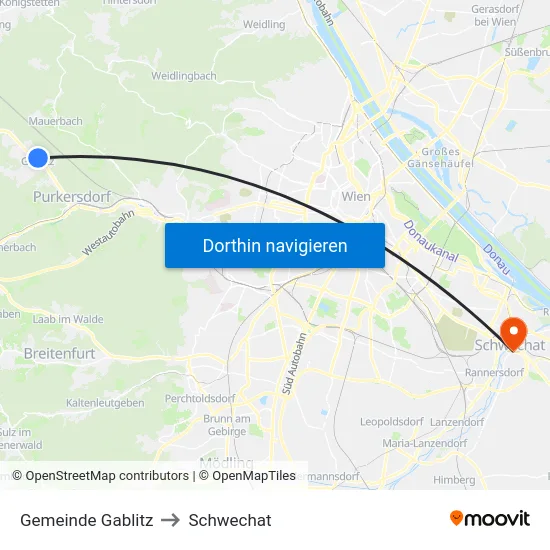 Gemeinde Gablitz to Schwechat map