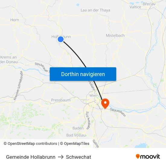 Gemeinde Hollabrunn to Schwechat map