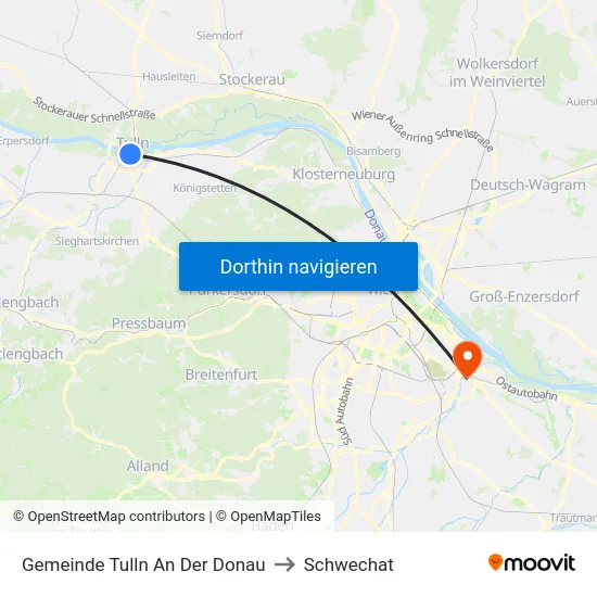 Gemeinde Tulln An Der Donau to Schwechat map