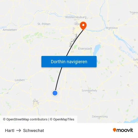 Hartl to Schwechat map