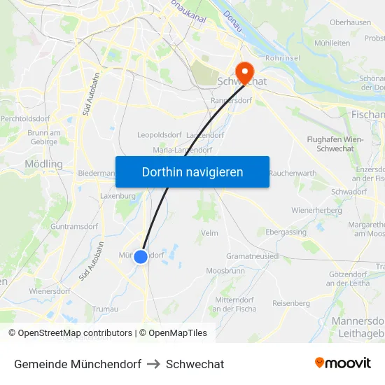 Gemeinde Münchendorf to Schwechat map
