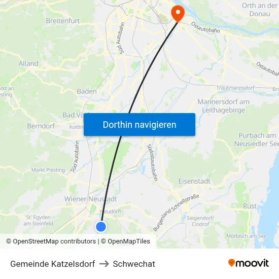 Gemeinde Katzelsdorf to Schwechat map