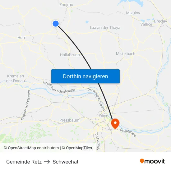 Gemeinde Retz to Schwechat map
