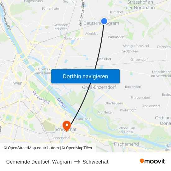 Gemeinde Deutsch-Wagram to Schwechat map