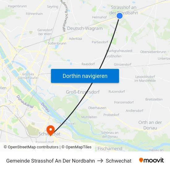 Gemeinde Strasshof An Der Nordbahn to Schwechat map