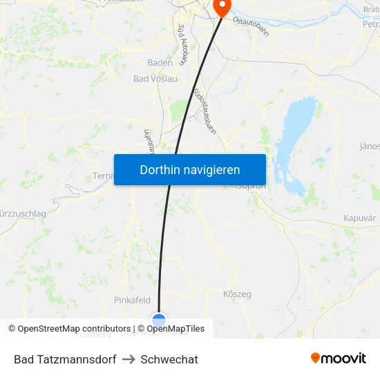 Bad Tatzmannsdorf to Schwechat map