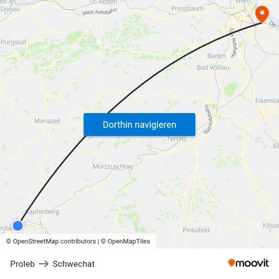 Proleb to Schwechat map