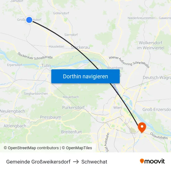 Gemeinde Großweikersdorf to Schwechat map
