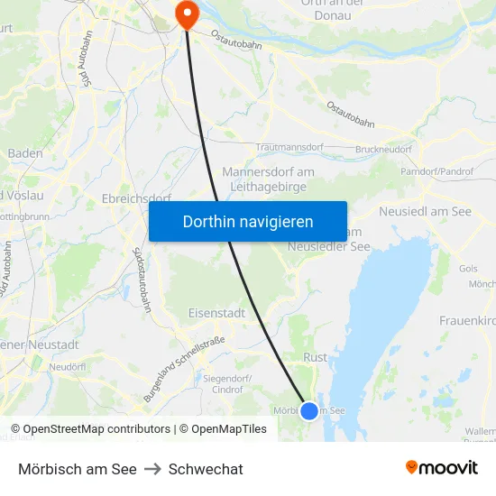 Mörbisch am See to Schwechat map