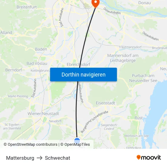 Mattersburg to Schwechat map