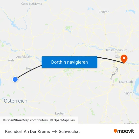 Kirchdorf An Der Krems to Schwechat map