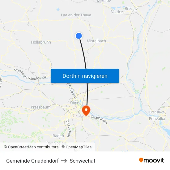 Gemeinde Gnadendorf to Schwechat map