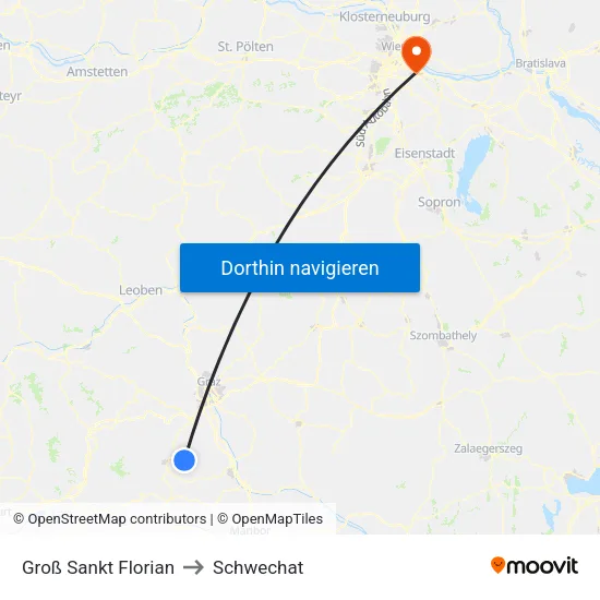 Groß Sankt Florian to Schwechat map