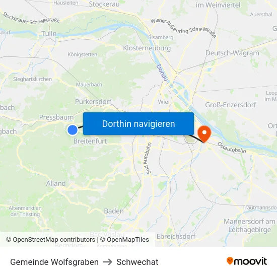 Gemeinde Wolfsgraben to Schwechat map