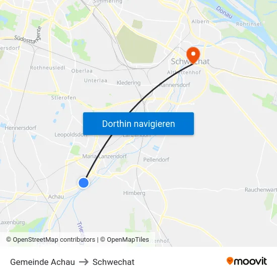 Gemeinde Achau to Schwechat map