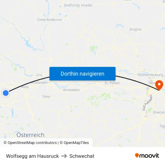Wolfsegg am Hausruck to Schwechat map