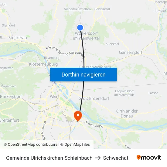 Gemeinde Ulrichskirchen-Schleinbach to Schwechat map
