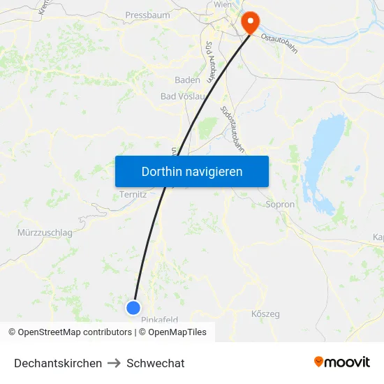Dechantskirchen to Schwechat map