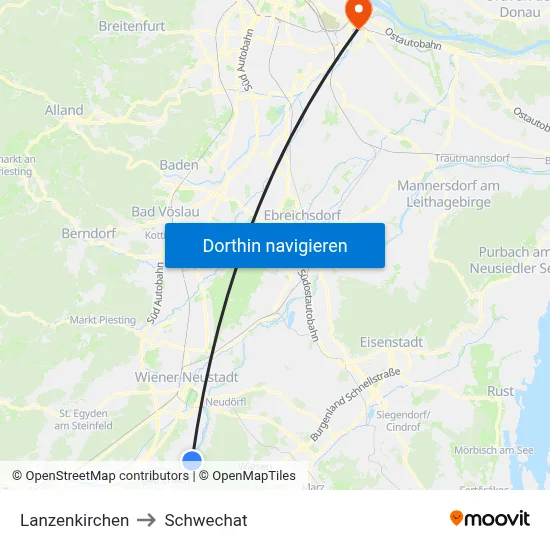 Lanzenkirchen to Schwechat map