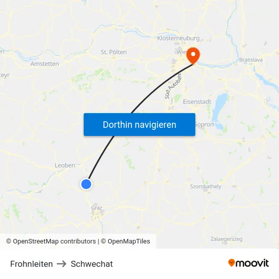 Frohnleiten to Schwechat map