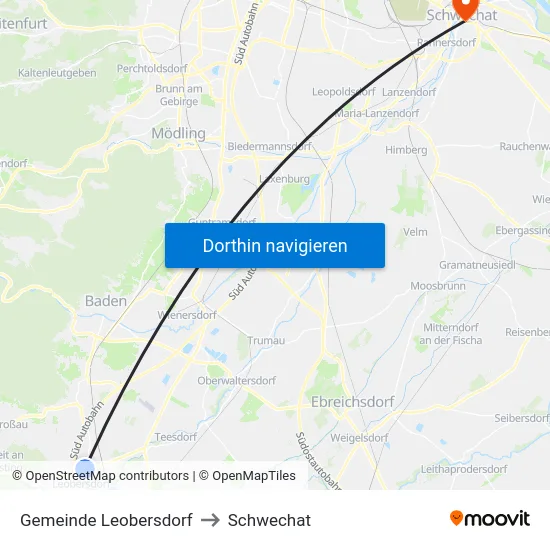 Gemeinde Leobersdorf to Schwechat map