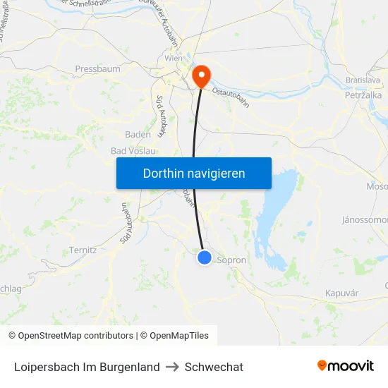Loipersbach Im Burgenland to Schwechat map