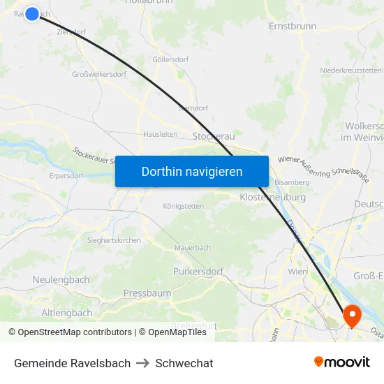 Gemeinde Ravelsbach to Schwechat map