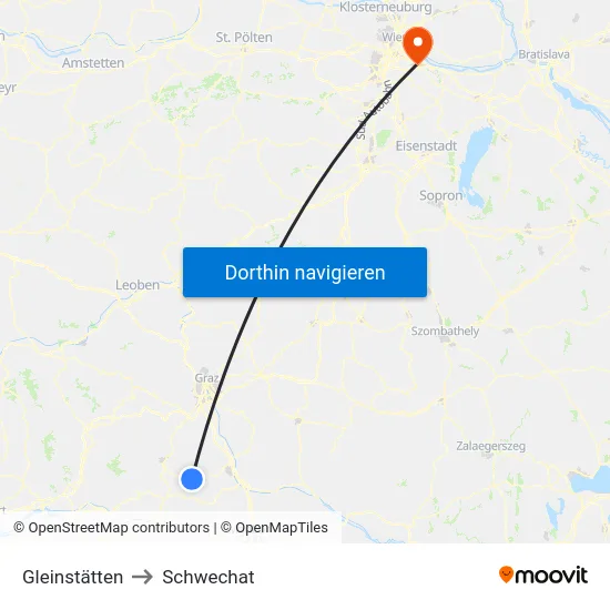 Gleinstätten to Schwechat map