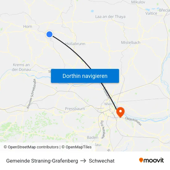 Gemeinde Straning-Grafenberg to Schwechat map