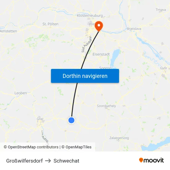 Großwilfersdorf to Schwechat map