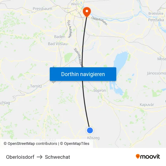 Oberloisdorf to Schwechat map