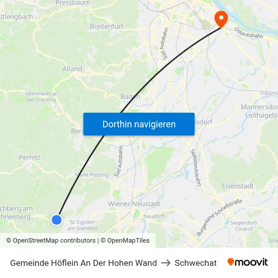 Gemeinde Höflein An Der Hohen Wand to Schwechat map