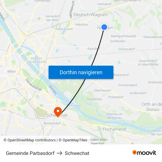 Gemeinde Parbasdorf to Schwechat map