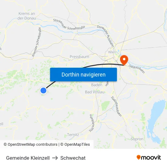 Gemeinde Kleinzell to Schwechat map