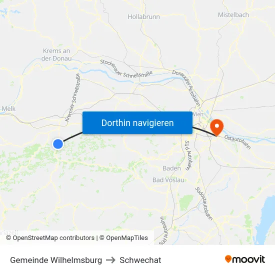 Gemeinde Wilhelmsburg to Schwechat map