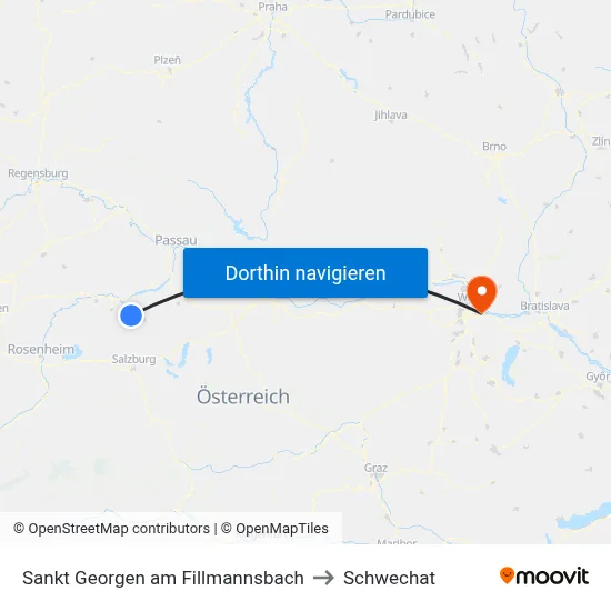 Sankt Georgen am Fillmannsbach to Schwechat map