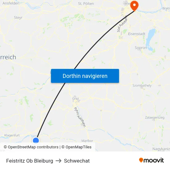 Feistritz Ob Bleiburg to Schwechat map