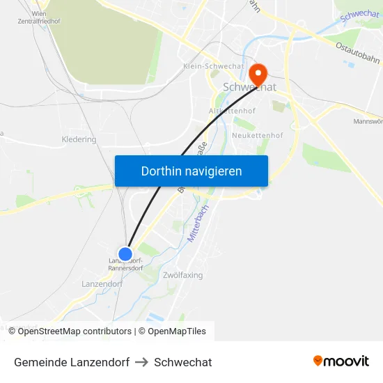 Gemeinde Lanzendorf to Schwechat map