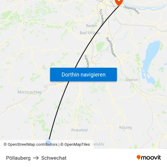 Pöllauberg to Schwechat map