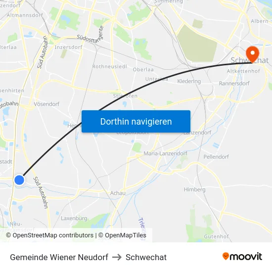 Gemeinde Wiener Neudorf to Schwechat map