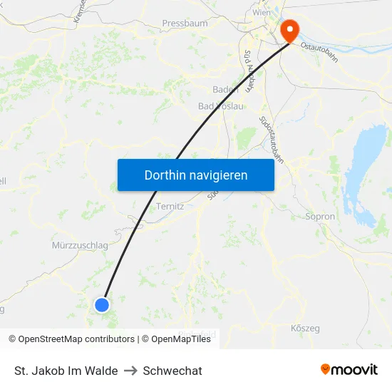St. Jakob Im Walde to Schwechat map