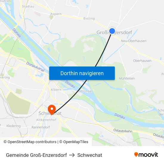 Gemeinde Groß-Enzersdorf to Schwechat map