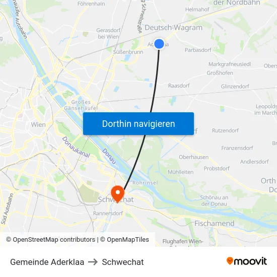Gemeinde Aderklaa to Schwechat map